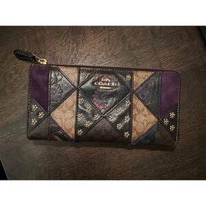 VINTAGE COACH PATCHWORK MUTLI-COLOR 3/4 ZIP AROUND WALLET